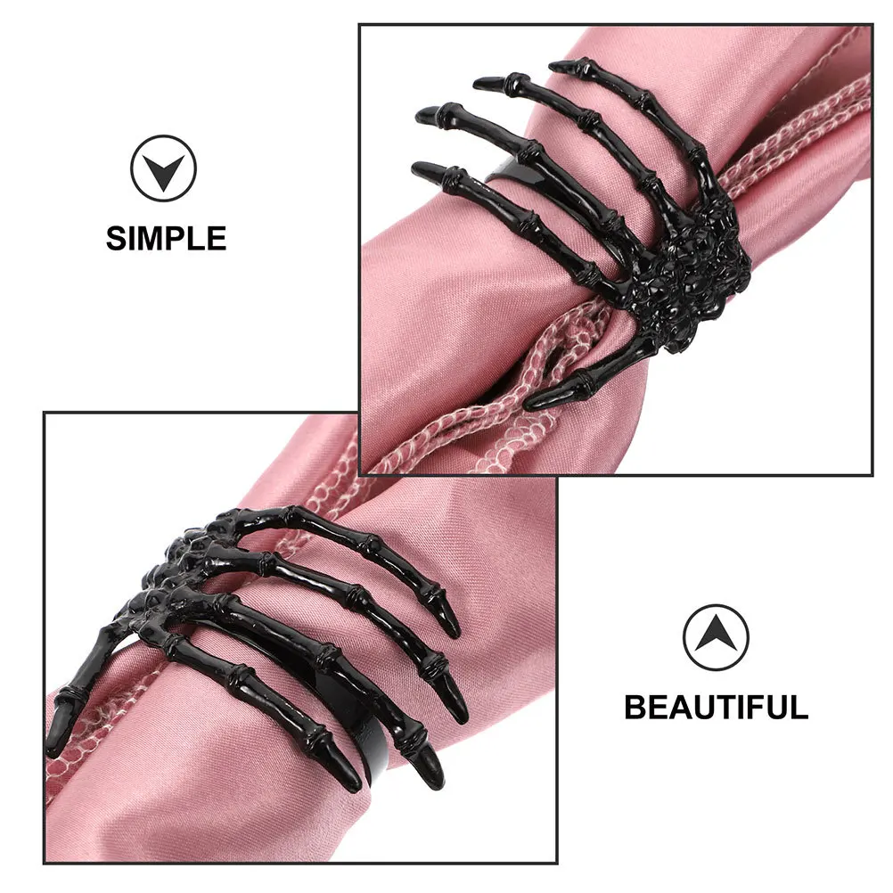 

6Pcs Halloween Napkin Rings Alloy Shape Napkin Holders Party Dining Table Decor Creative Spooky Serviette Buckle