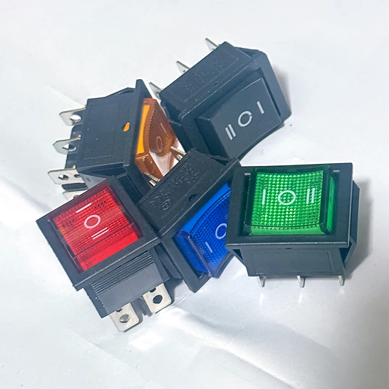 1Pcs KCD4 Rocker Switch ON-OFF-ON 3 Position 6 Pins Electrical equipment With Light Power Switch 16A 250VAC/ 20A 125VAC