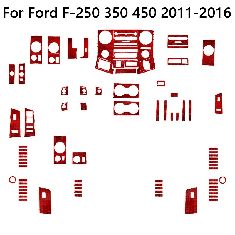 For Ford F-250/350/450/550 2011-2016 Carbon Fiber Red Stickers For Ford F-650/750 2011-2013 Car Interior Accessories