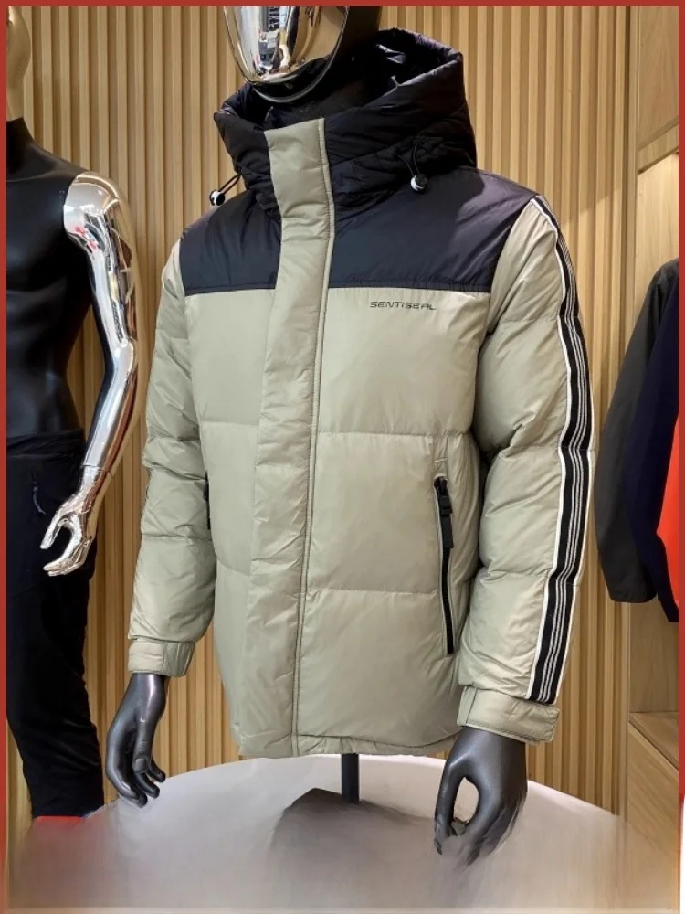 

Men's Thiened 90 Du down Puffer Jaet High Fluffy Casual Winter Coat Warm Windproof Zipper Closure Long Sve Regular Fit