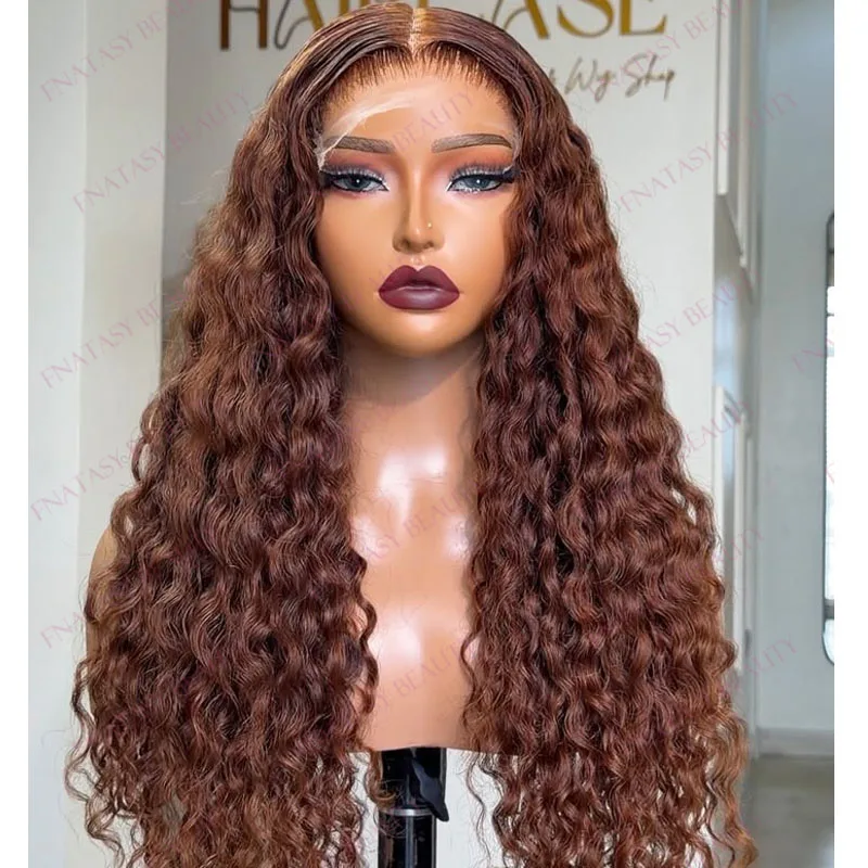 

Ginger Brown Deep Wave 100% Human Hair Black Women Glueless 5x5 HD Lace Wigs Natural Hairline Bleached Knots 13x4 Lace Front Wig
