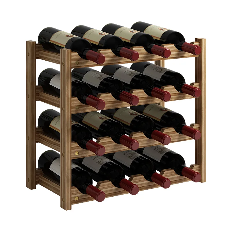 Estante para vino de madera maciza, soporte para botellas de almacenamiento de vino, estante para vino tinto, estante de madera para botellas, vitrina para el hogar