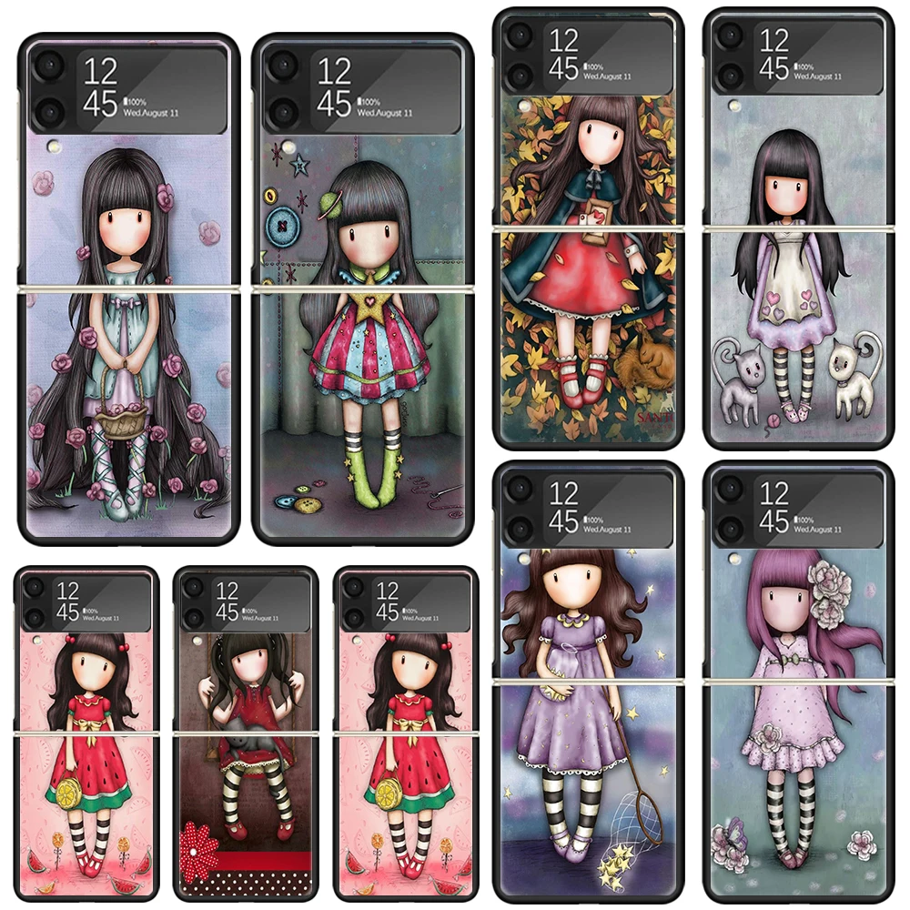 S-Santoro G-Gorjuss Cute Girls Phone Case For Samsung Galaxy Z Flip Zflip 6 Flip6 5 Flip5 4 Flip4 3 Flip3 5G Art Fundas Black Co