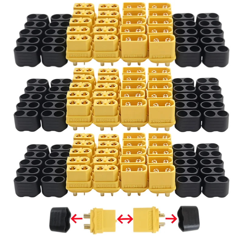 XT60H Connector Plug with Sheath Housing Female Male XT60 Bullet Adapters Connectors for RC Lipo Battery Car Drone Airplane