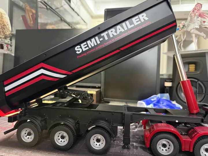 Huina 1/18 1509  RC Semi Dump Trailer Electric Lifting for 1501 RC Tractor Truck, Tail Light Support Leg Hobby Model No Sound