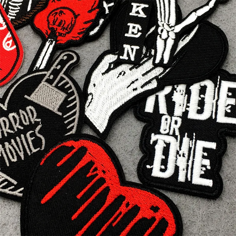 25PCS/Lot Embroidery Patches Punk Clothes Stickers DIY Iron on Patches for Clothing Appliques Jacket Jeans Stripes