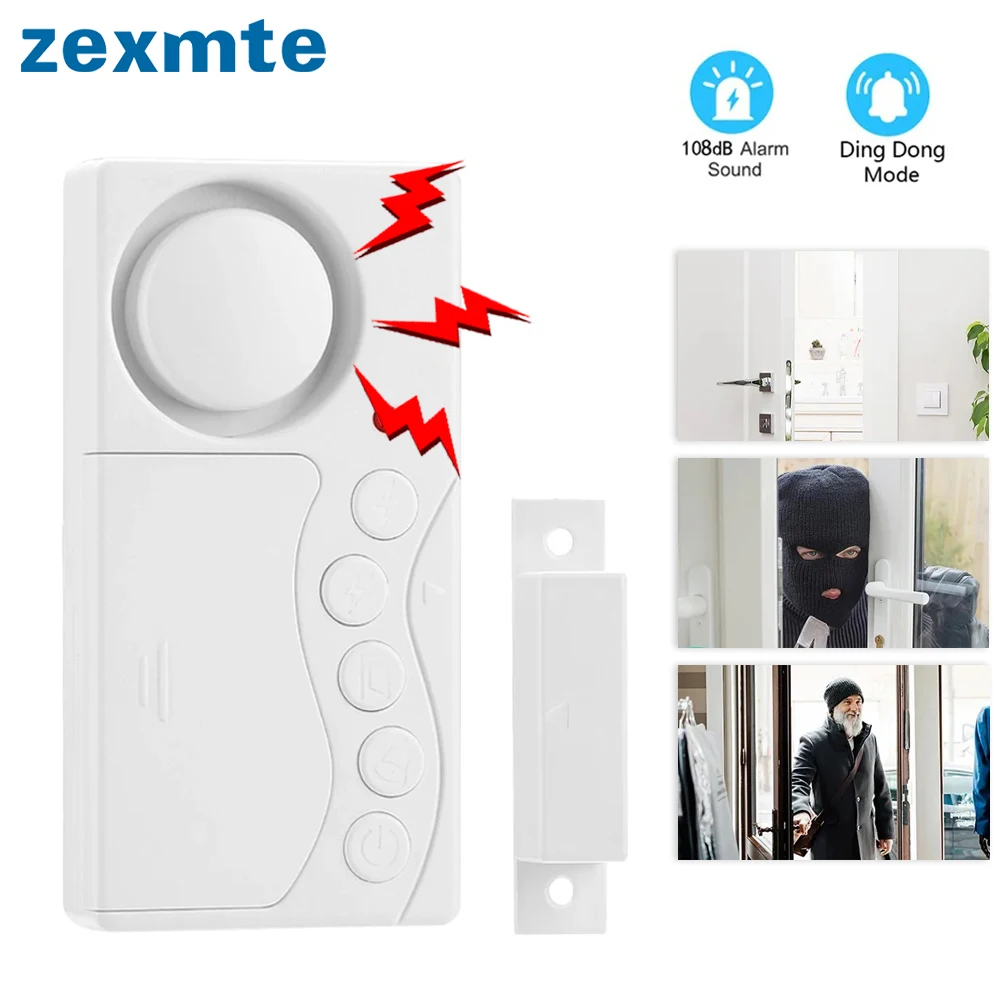 zexmte alarme de seguranca sem fio janela e porta sensor de abertura anti roubo smart home e protecao frigorifico time delay 01