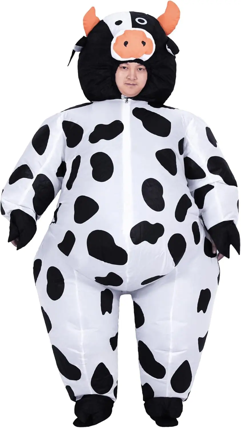 Надувной костюм коровы для взрослых, забавный надувной костюм для сельскохозяйственных животных, нарядное платье для косплея на Хэллоуин