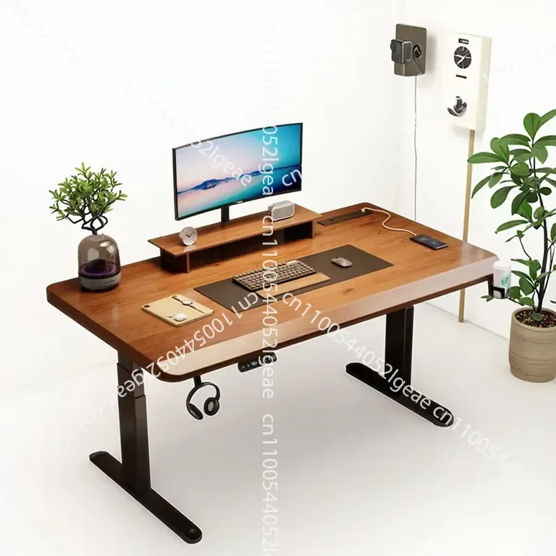 Modern White Glass Computer Desk Organizer Double Beam Bracket Lifting Rack Adjustable Height Home Office Metal Furniture