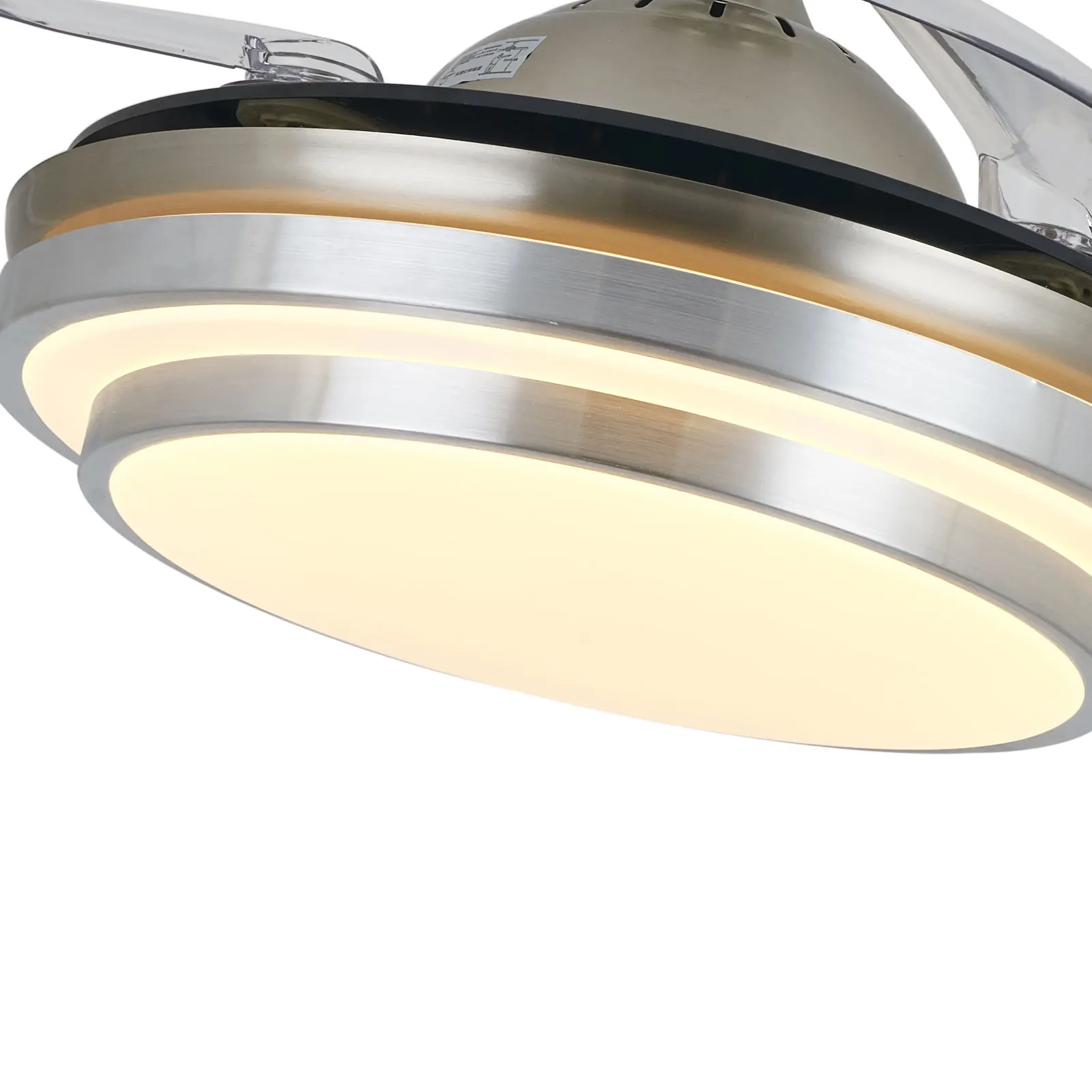 OUKANING Modern 36''Ceiling Fan Light LED Dimmable Retractable Blade Chandelier With Remote + 3 Color