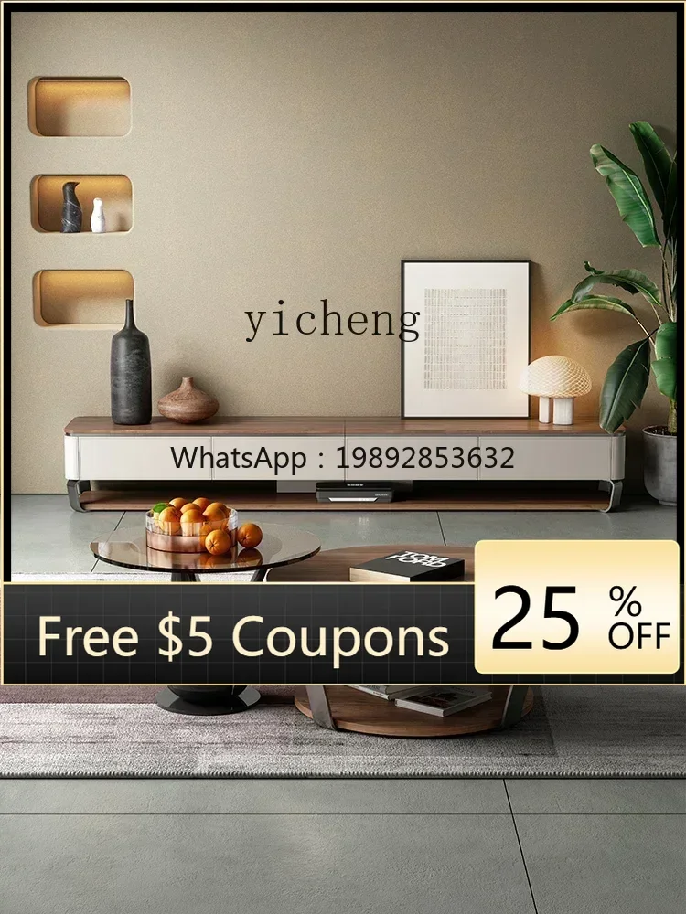 AB  TV cabinet living room light luxury high-end saddle leather floor cabinet small apartment retro video cabinet