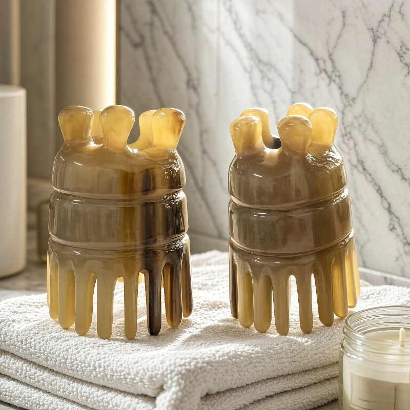 Natural Horn Scalp Massage Comb Head Meridian Massage Hair Washing Grooming Tool for Daily Home Care Men Women Use 두피 마사지 빗