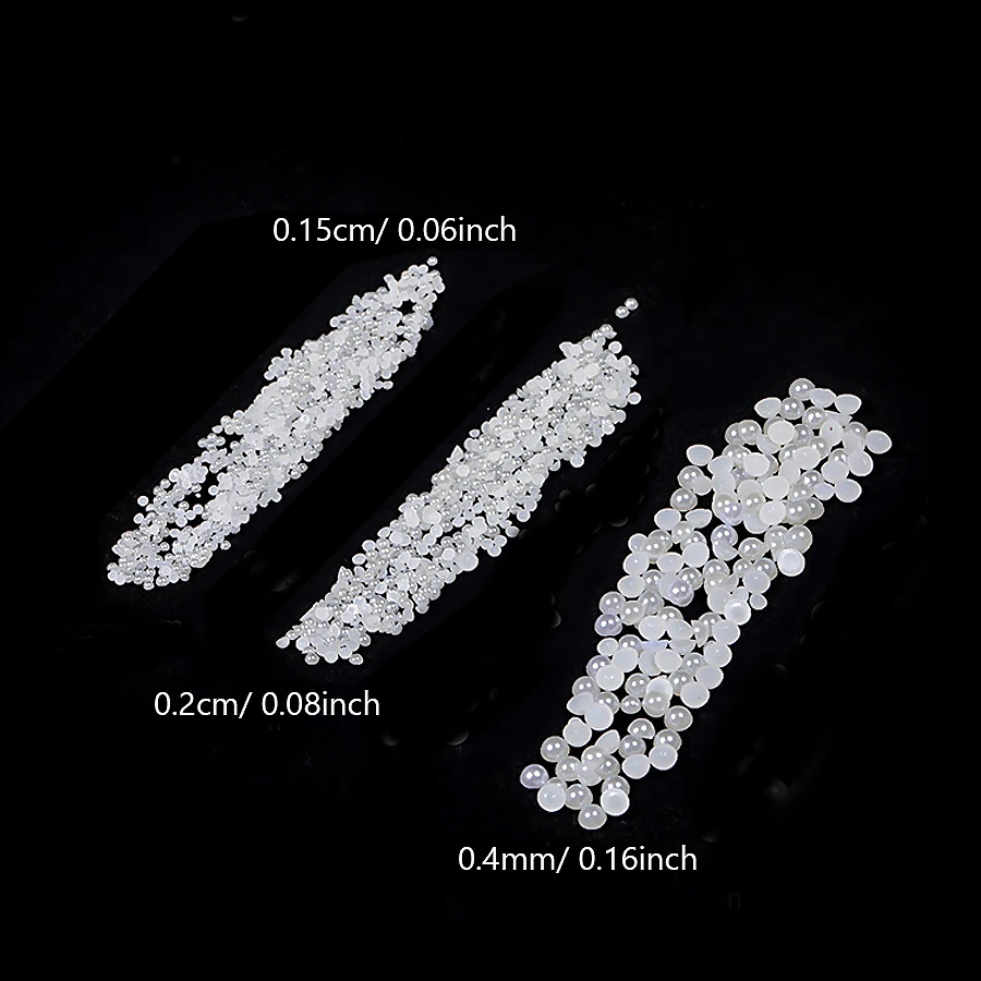 10000 Stück Weiße Elfenbeinfarbene 1,5mm-4mm ABS Imitations-Halbrundperlen Lose Perlen für Nagelkunst DIY Handwerk Schmuckherstellung Scrapbooking – Detail 6