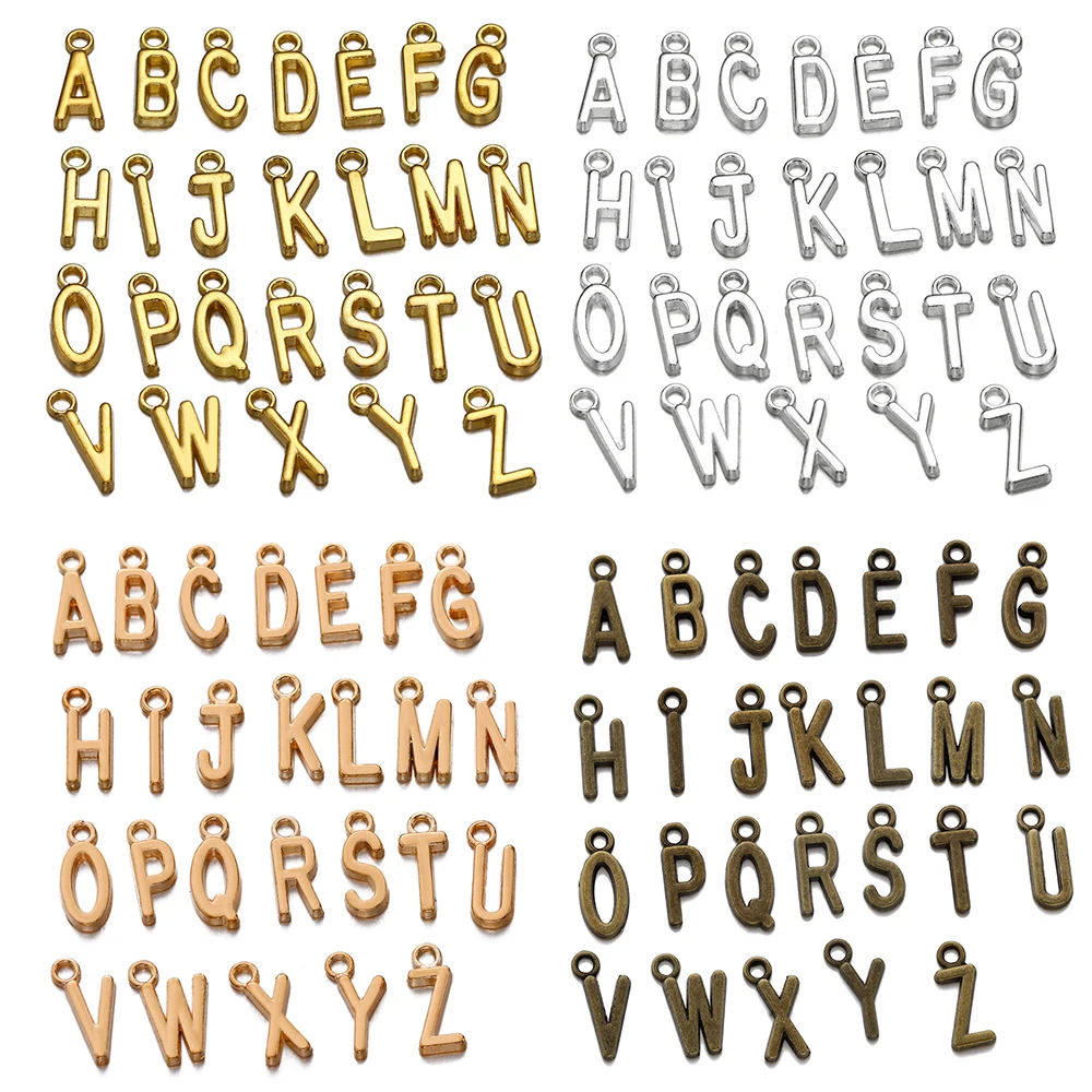 

26-30Pcs 7X16 mm Alloy 26 Alphabet A-Z Letters Charms Pendants For DIY Bracelet Necklace Jewelry Making Supplies Accessories