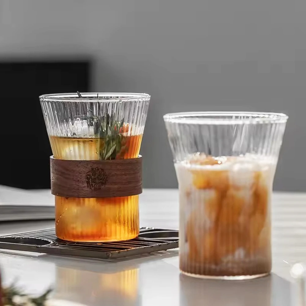 300ML Japanese Tea Cup Transparent High Borosilicate Glass Water Mug Hot Cold Drink Wide Mouth Milk Coffee Cup for Home Office