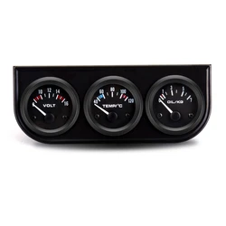 52mm Car Triple Gauge Voltmeter Water Temp Gauge (Celsius) Oil Pressure Gauge(Bar) 3 in 1 Car Modification Gauge With Sensor