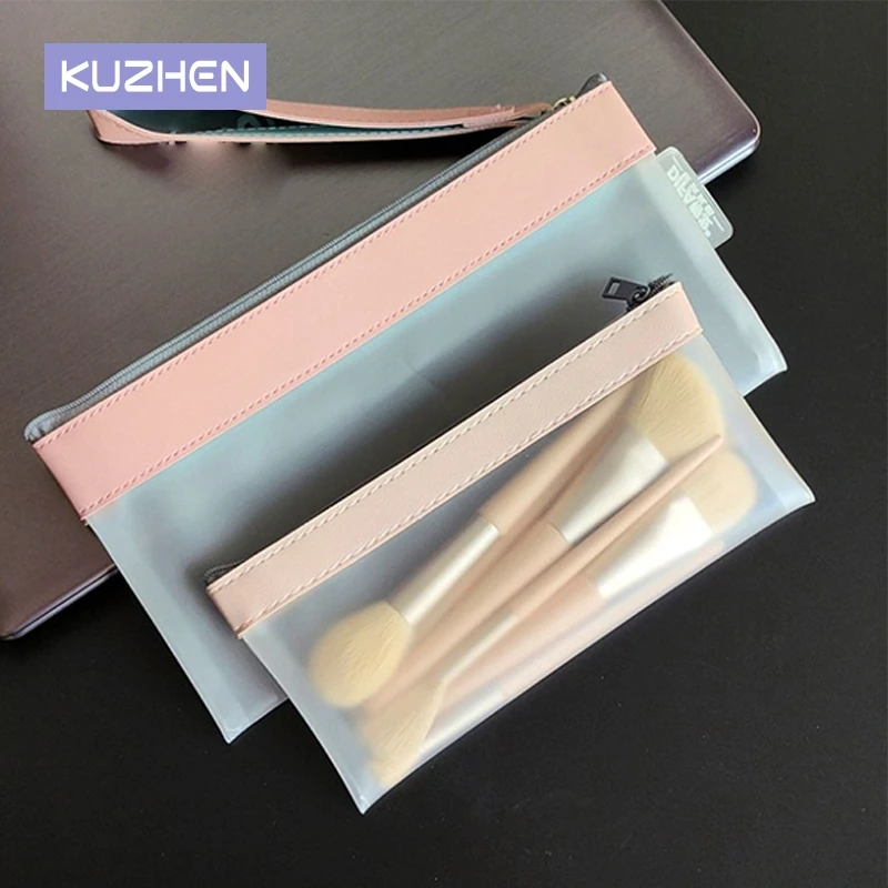 Fashion Makeup Bags Women Transparent TPU/Mesh Cosmetics Case Cosmetic Brushes Tools Storage Bag Travel Organizer Pouch S M