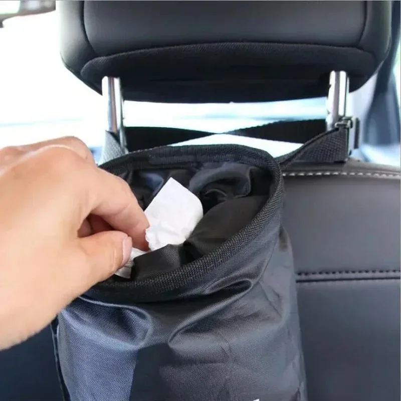 Universal Car Garbage Bag Back Seat Headrest Litter Trash Garbage Can view 2