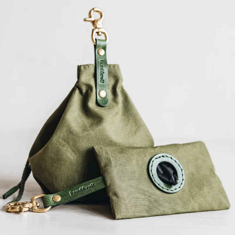Creative Solid Color Simple Style Outdoor Canvas Portable Pet Dog Cat Snack Bag Drawstring Canvas Dog Food Bag Pet Supplies
