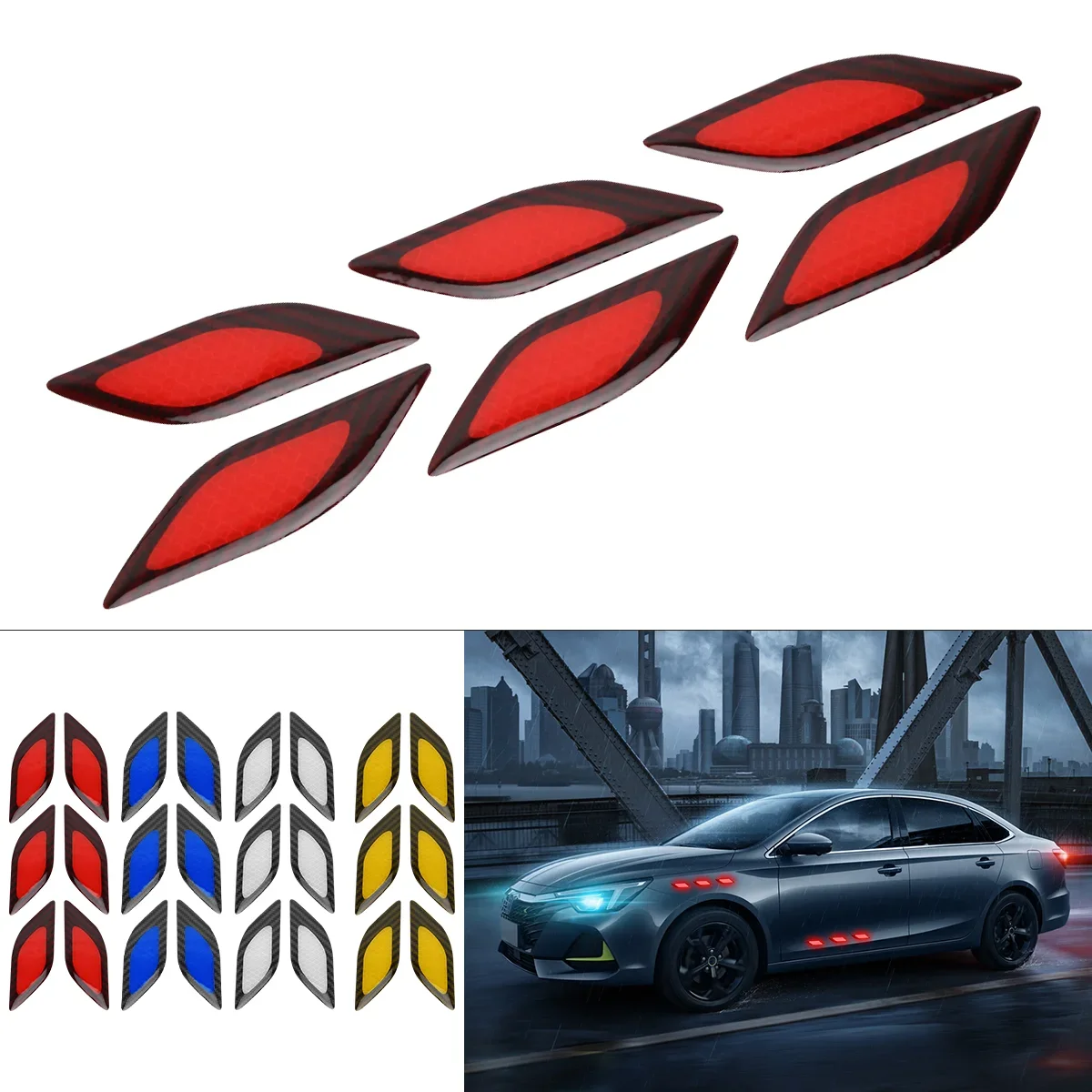 

Car Motorcycle Reflective Sticker Exterior Decoration Sticker Leaf-shaped Night Safety Anti-scratch Reflective Warning Sticker
