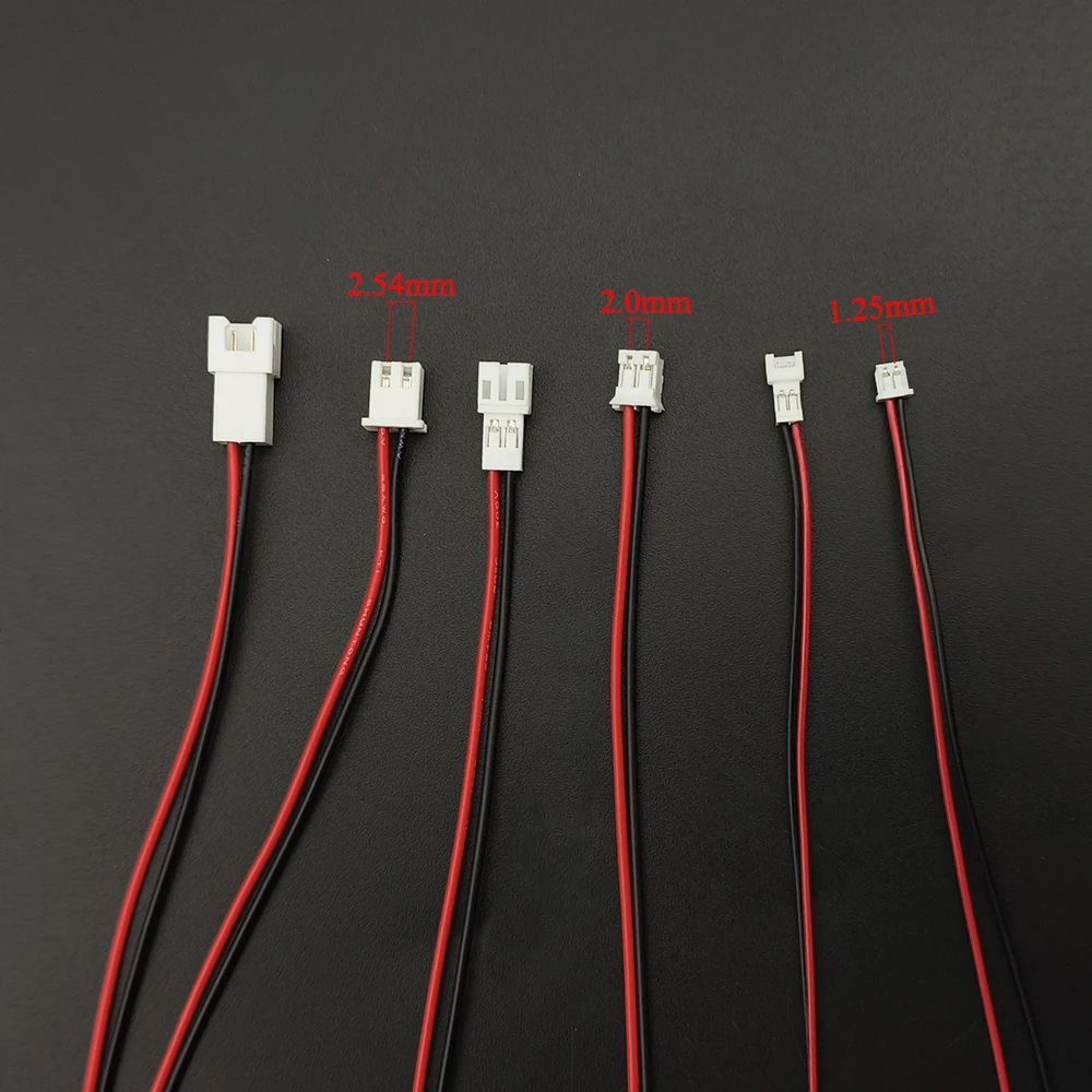 10Pairs Micro JST 1.25mm/PH 2.0/XH 2.54 2 Pin Male Female Plug Connector 1.25mm 2.0mm 2.54mm Pitch With Wire Cables