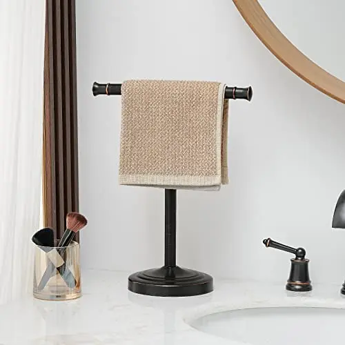 

13 Inch Oil-Rubbed Bronze Freestanding T-Shape Towel Holder For Bathroom Kitchen Countertop, Stainless Steel Build