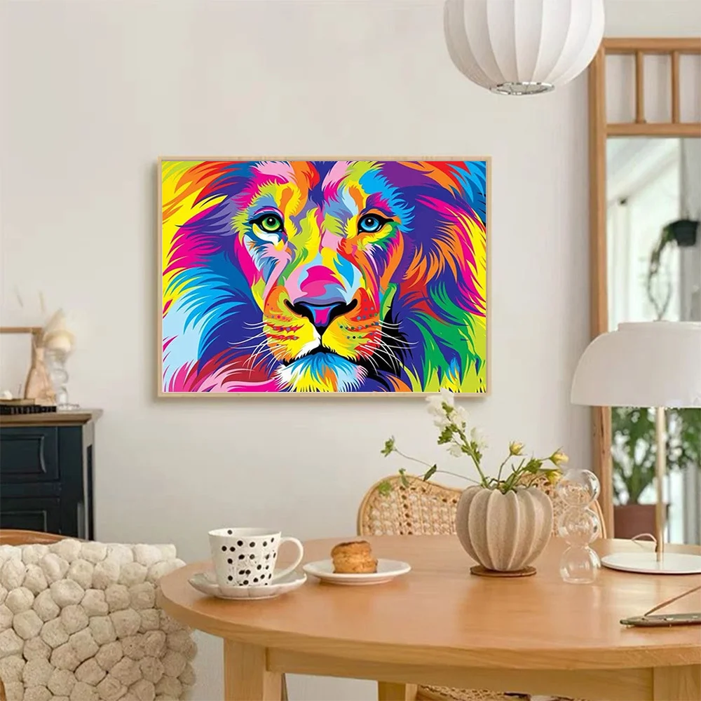 AZQSD Paint by Numbers Lion Tiger Animal Colorful Oil Painting On Canvas Handpainted Europe Decorative For Home Home Decor