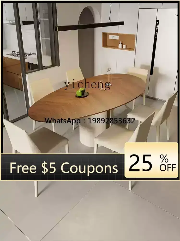 

G-Z1 antique solid wood dining table and chair combination light luxury oval household dining table