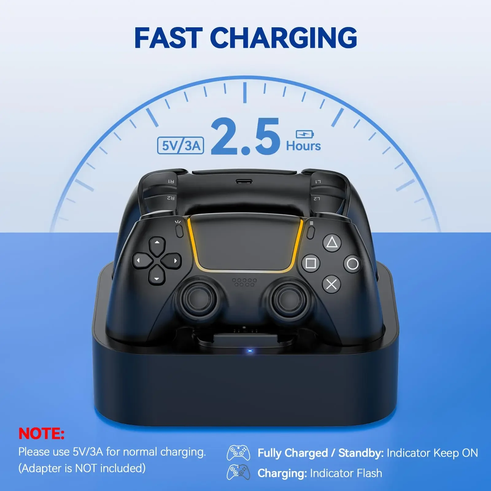 Stacja ładująca do kontrolerów PS5 Podwójna ładowarka do kontrolerów Playstation 5 i kontrolerów PS5 Edge Akcesoria do gier Ładowarka — zdjęcie produktu 2