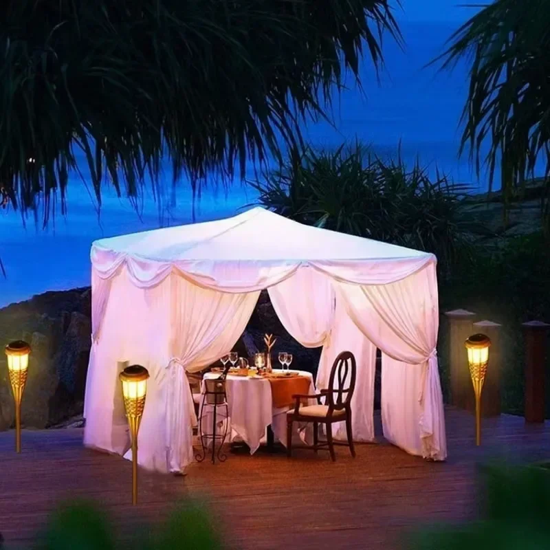 أضواء لهب الشمسية الخيزران أضواء الشعلة الخيزران مقلد لهب الشمسية أضواء حديقة الحديقة Luces Led Solares Para Jardin الخارجي