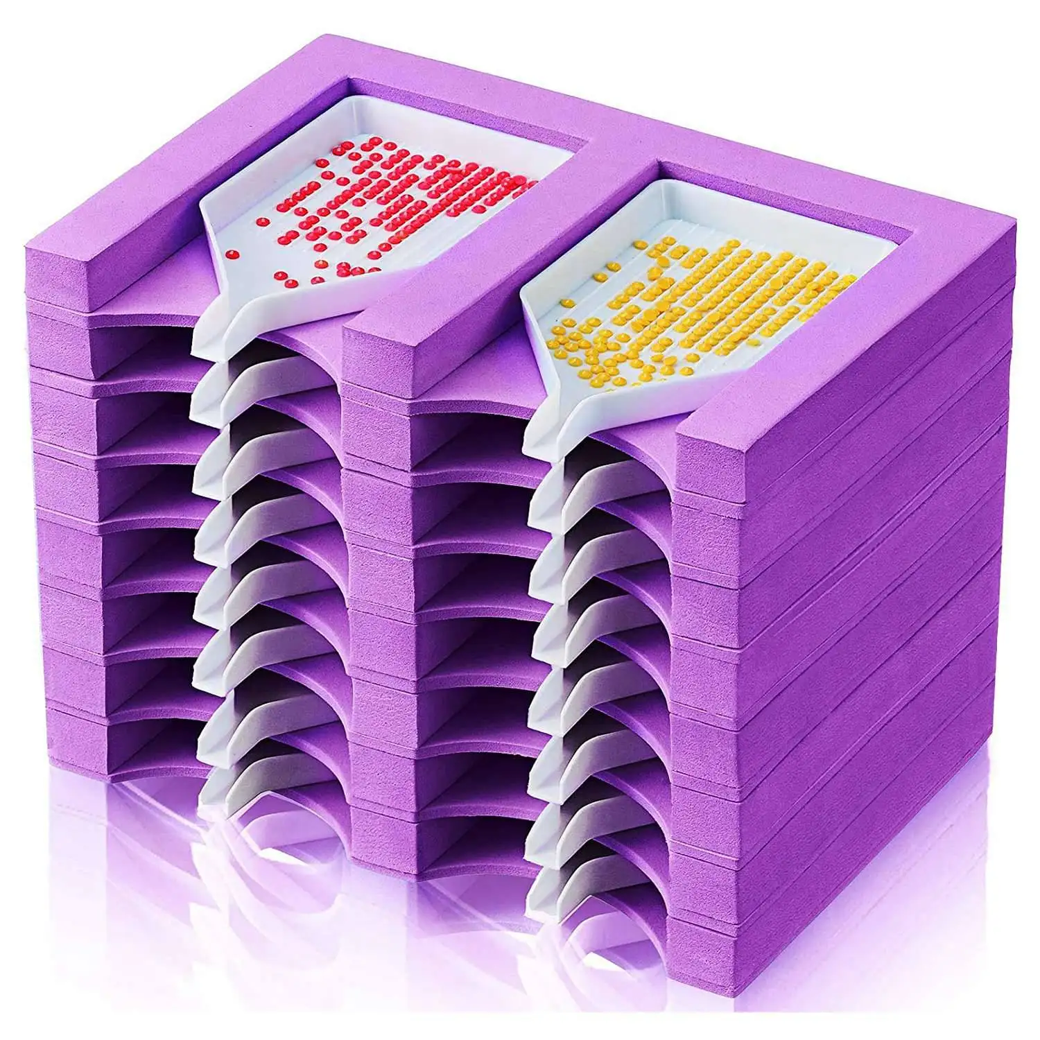2X 16 Slots Diamond Painting Tray Organizer Diamond Painting Accessories Tray Diamond Painting Tools Kits Purple