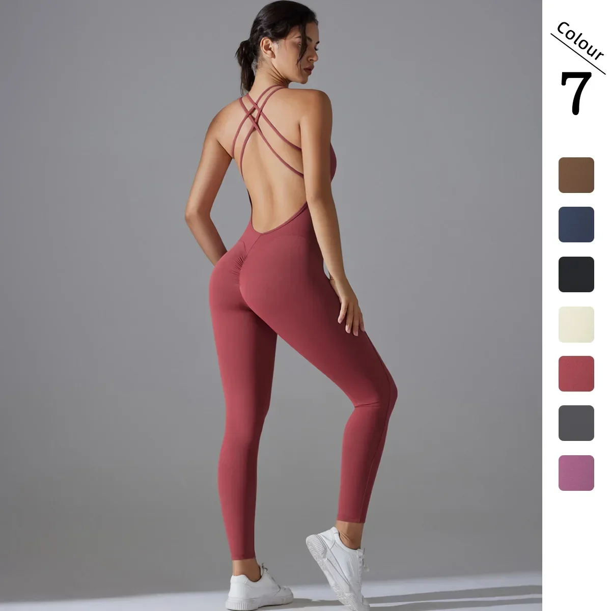 

Seamless Yoga Jumpsuits Sports Fitness Hip-Lifting Cross Beauty Back Skinny Running Workout Gym One-piece Tracksuits for Women