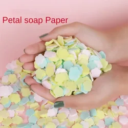 100PCS Flakes Washing Bath Hand Washing Slice Disposable Soap Mini Petals Hand Washing Table Tablet Portable Soap Paper Sheets