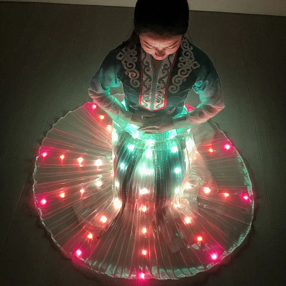 Colorful LED Dance Skirt For Adult Light Belly Dance Performance Props Luminous Dancewear Party Dance Stage Costumes Accessories