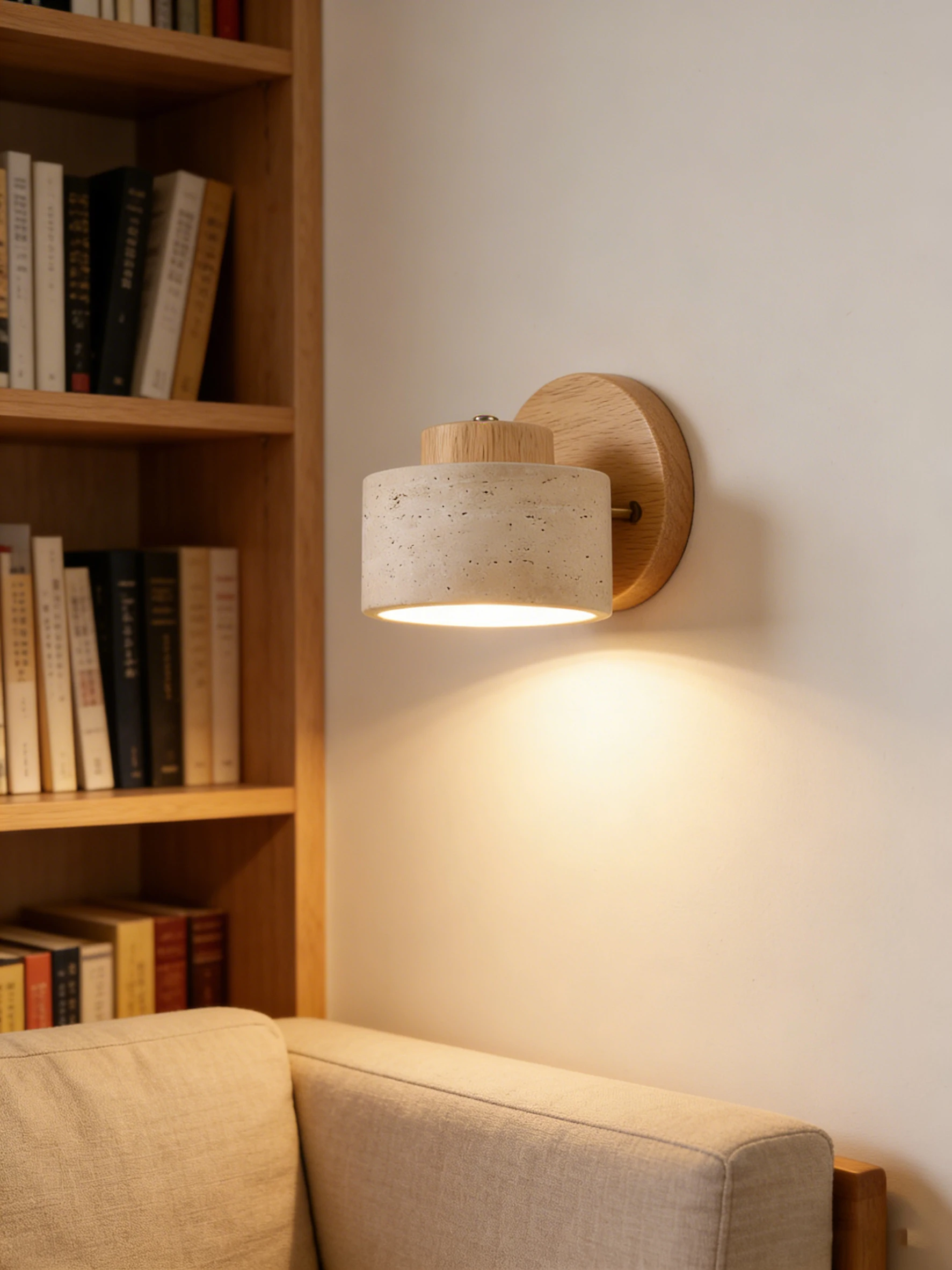Real Stone Wall Lamp G9 Bulb Wood Base