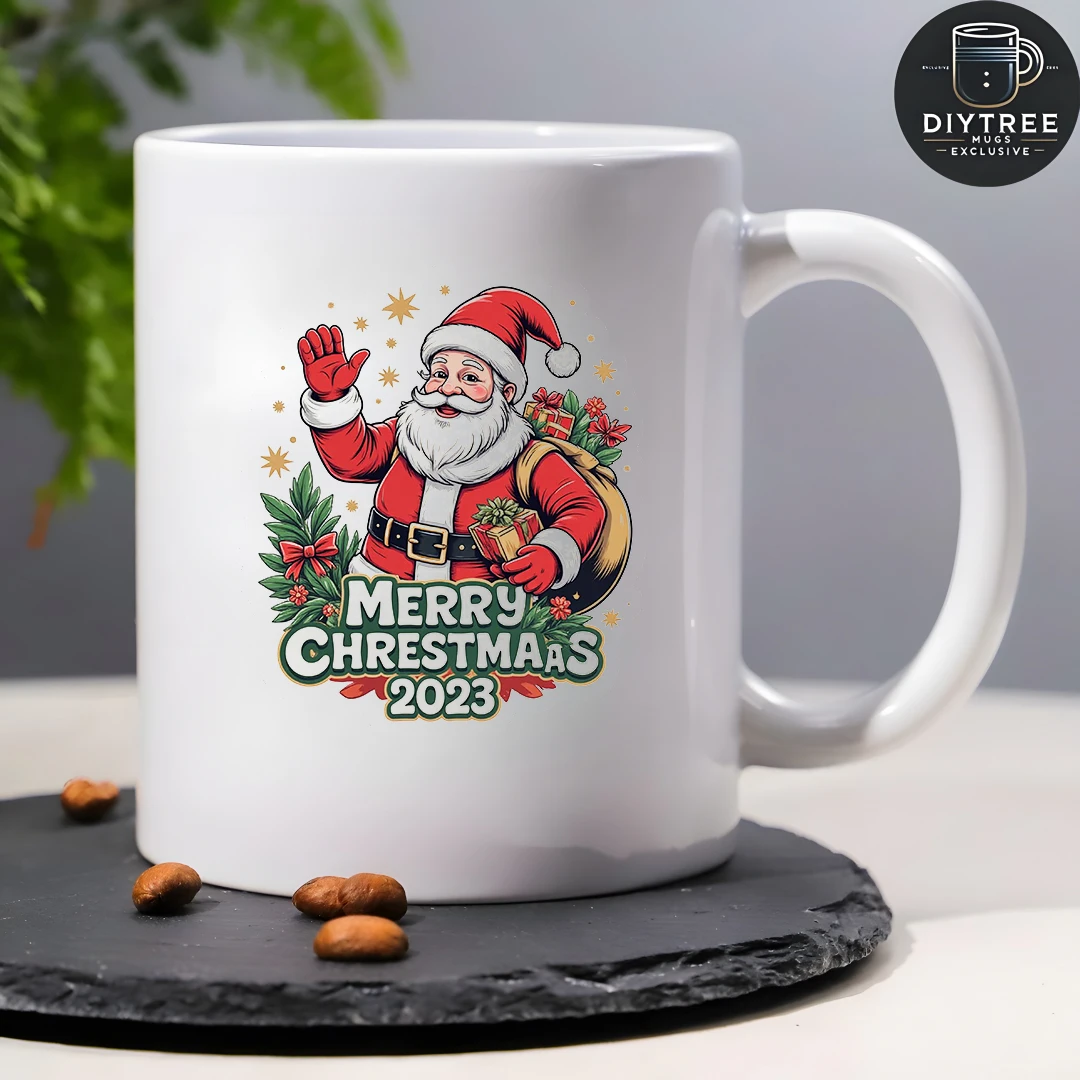 11oz copo papai noel design dos desenhos animados presente de natal crianças copo de água família escritório conjunto copo de café alegre atmosfera de natal hol