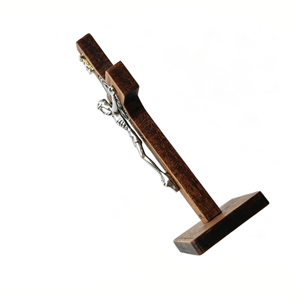 St Benedict Standing Crucifix Wooden Cross With Base Jesus Christ Statue Catholic Religious Ornament Church Home Decor Christian view 6