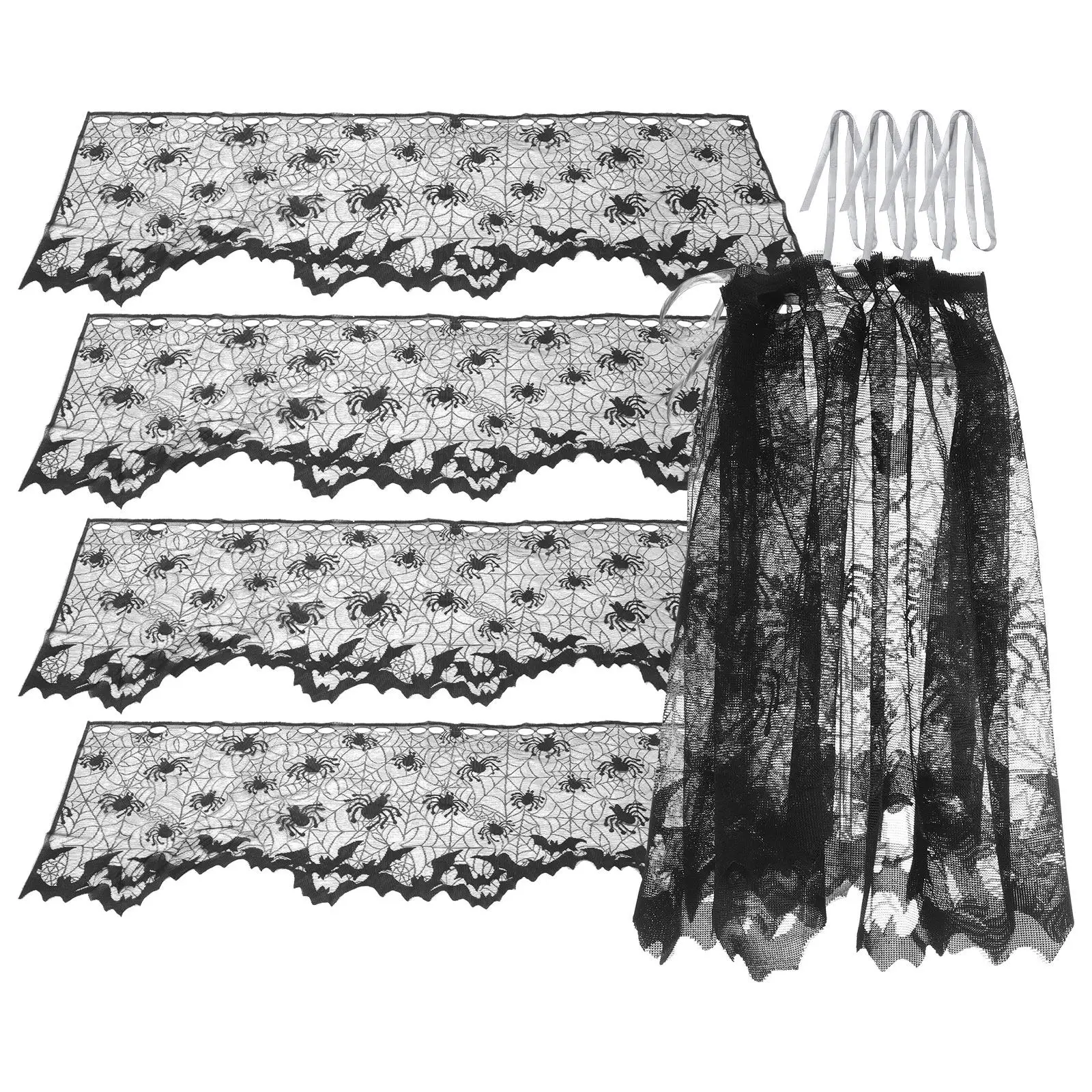 5Pcs Halloween Lamp Shade Cover Elegant Lace Spiderweb Pattern Lampshade Topper for Living Room Dining Table Lamp Decor Festive