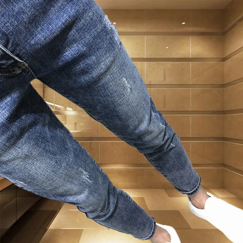 Sỉ 2022 Thời Trang Cho Học Sinh Xã Hội Tinh Thần Chàng Trai Cá Tính Quần Jean Skinny Nam Hợp Thời Trang Nam Thương Hiệu Slim Chân Quần Thun