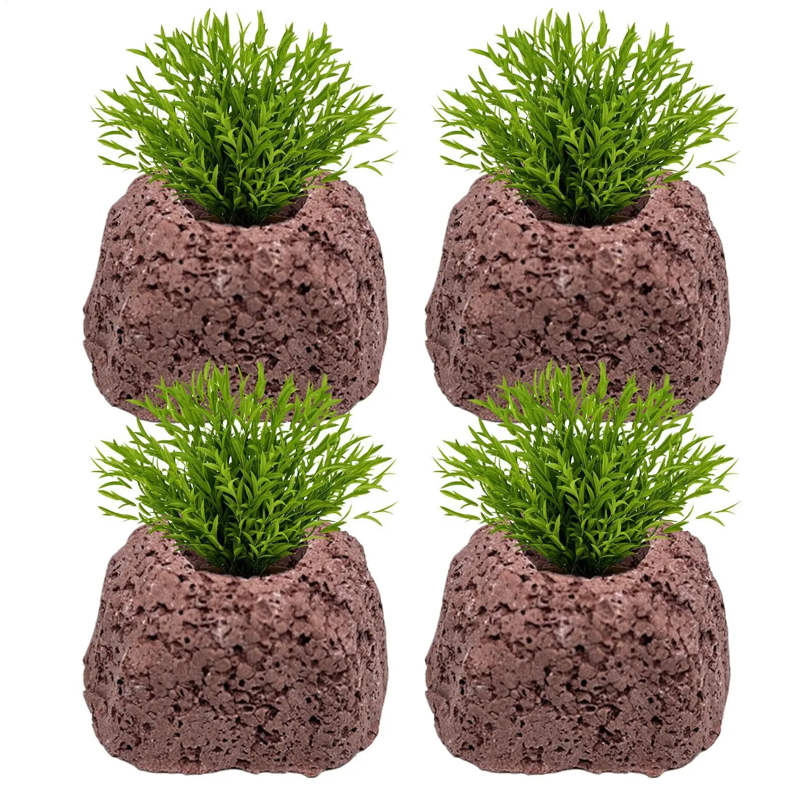 Poids pour plantes d'aquarium, 4 pièces, pierre volcanique, Anti-flottant, anneaux fixes pour plantes aquatiques, pour piscine d'étang à crevettes d'eau douce
