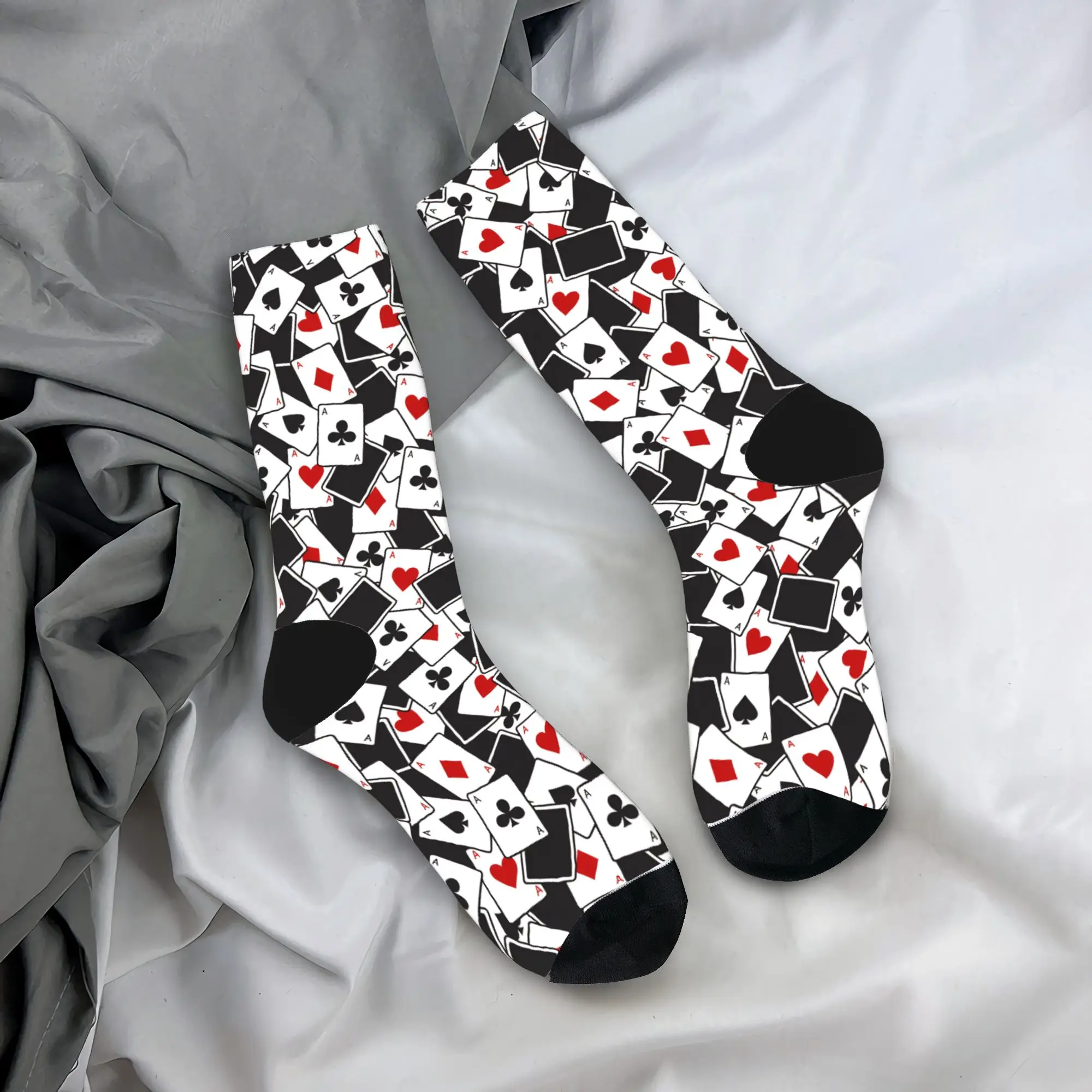 

Носки с принтом игральных карт для взрослых мужчин, удобные модные носки, осенние велосипедные противоскользящие носки с принтом, подарок