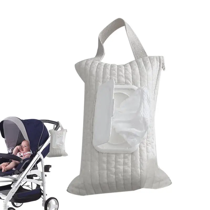 Caso de tecido titular carrinho saco de tecido toalhetes molhados organizador de armazenamento de papel alça de grande capacidade design bancada de vaidade