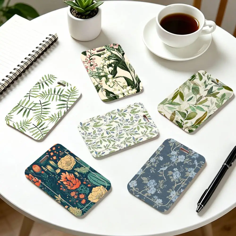 Floral Plant Pattern Clear ID Card Holder Lanyard Neck Strap Badge Case Door Credit Card Protector Daily Gift
