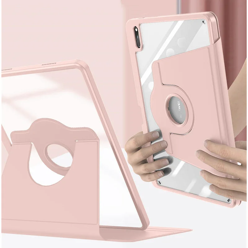 Funda con rotación 360 para Honor Pad 8, carcasa trasera dura transparente con portalápices de 12 pulgadas para Huawei Honor Pad 8 HEY-W09