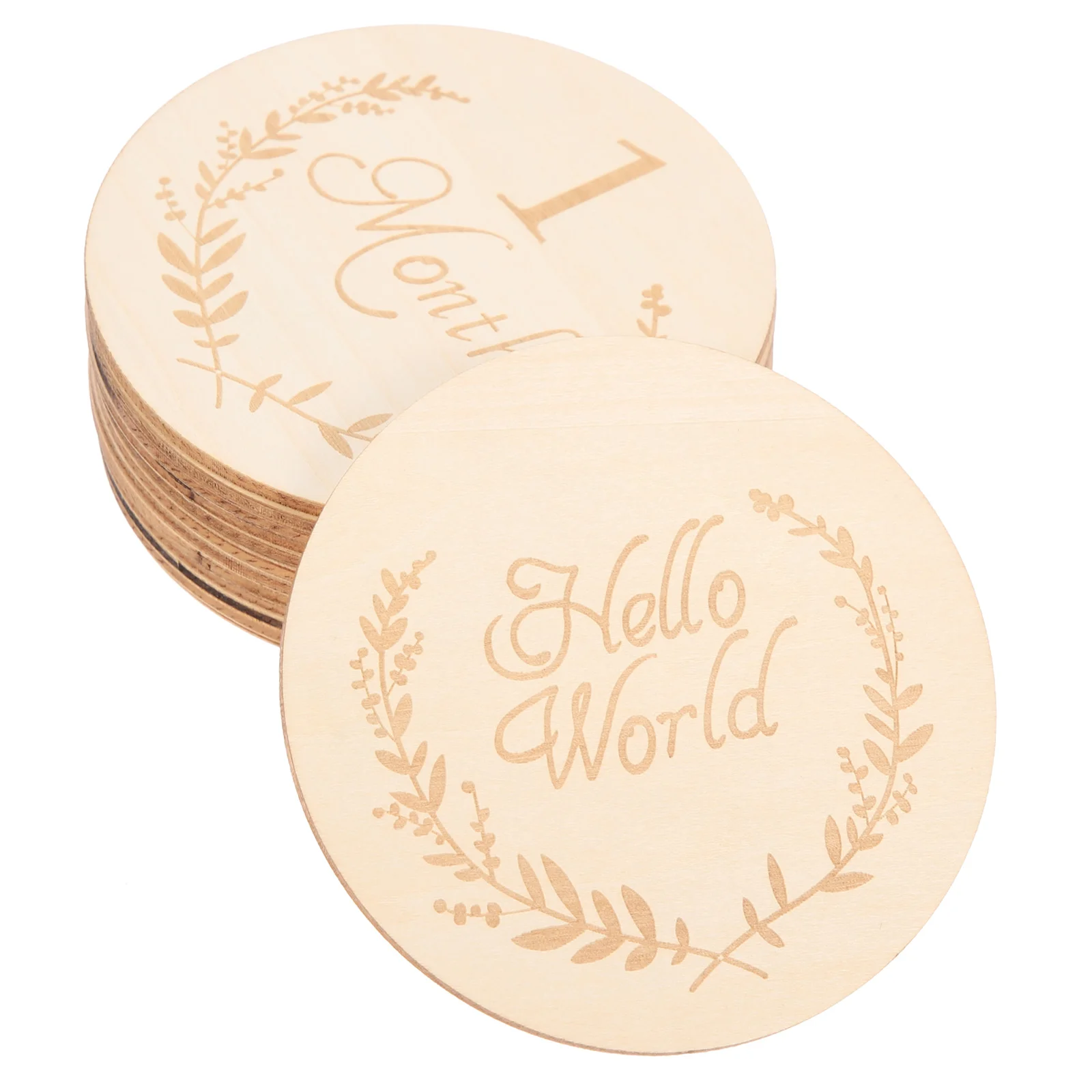 13 Pcs Infant Growth Cards Printed Wood Discs Party Supplies Monthly Newborn Sign Milestone Baby