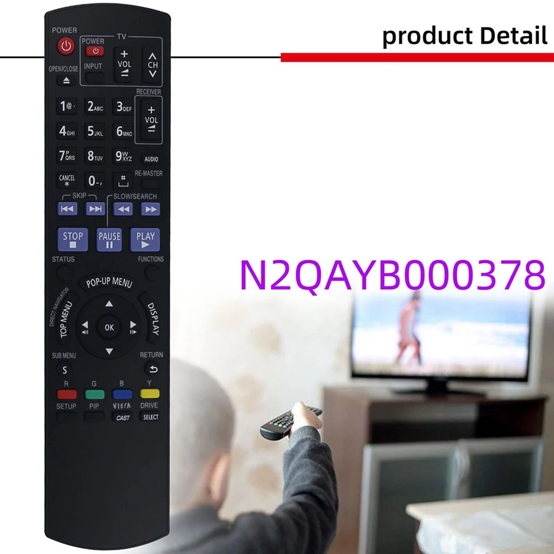 Remote Control N2QAYB000378 for Panasonic Blu-Ray Disc Player DMP-BD60 DMP-BD80 DMP-BD35 DMP-BD605 DMP-BD601 DMP-BD80K