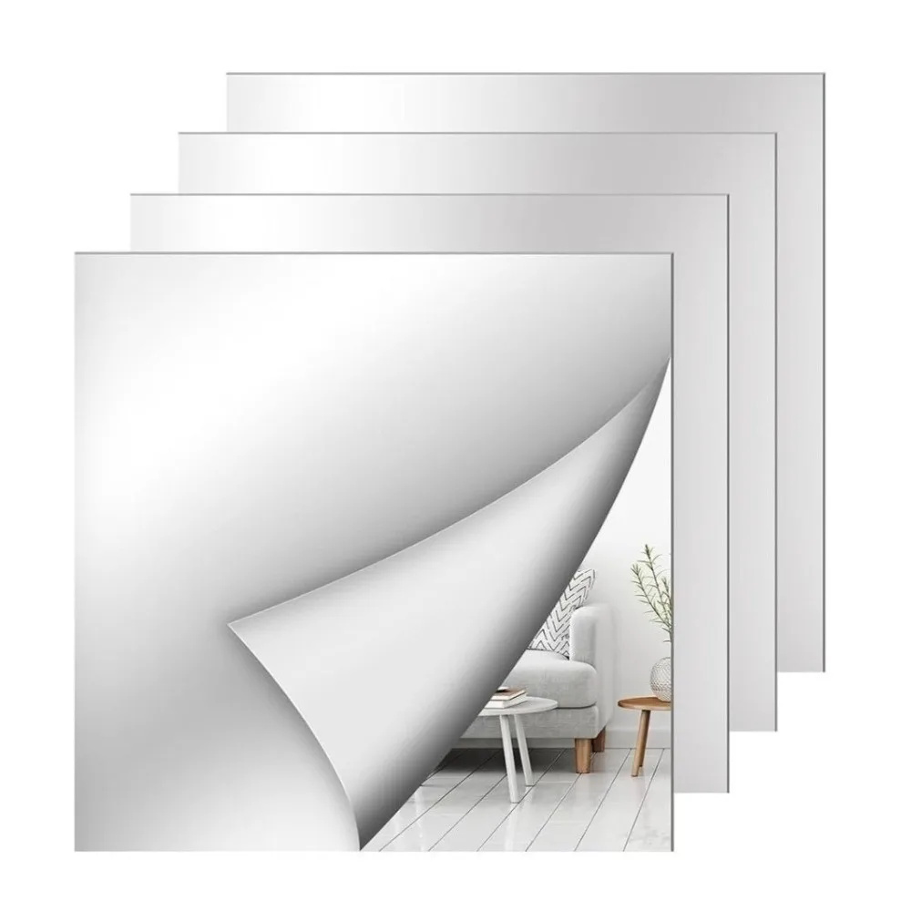 1pc Self Adhesive Acrylic Mirror Sheet Shatterproof Simple Makeup Mirror 1.6mm Thick DIY Craft Hairdressing Wall Mirror Bathroom