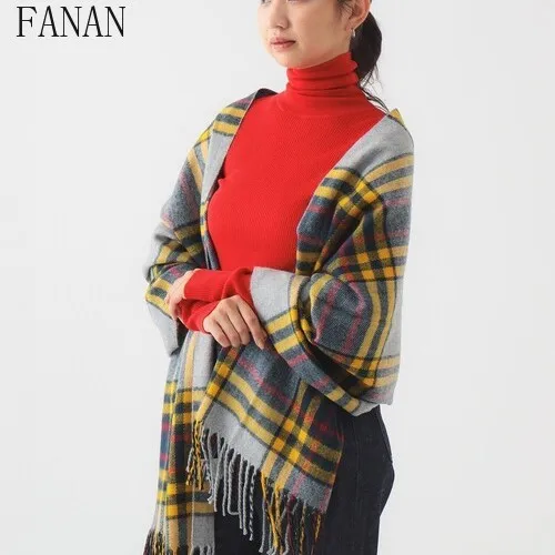 Japanese Style New Scarf for Women Original Fashion 2025 New Wool Winter Warm Shawl Sweet and Cute Girls Plaid Scarfs Shawl