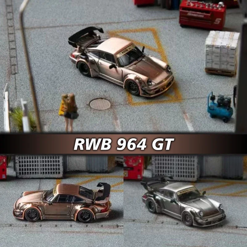 1:64 Star Rwb 964 Gt Ruw Koper Titanium Diecast Diorama Auto Modelcollectie Miniatuur Speelgoed