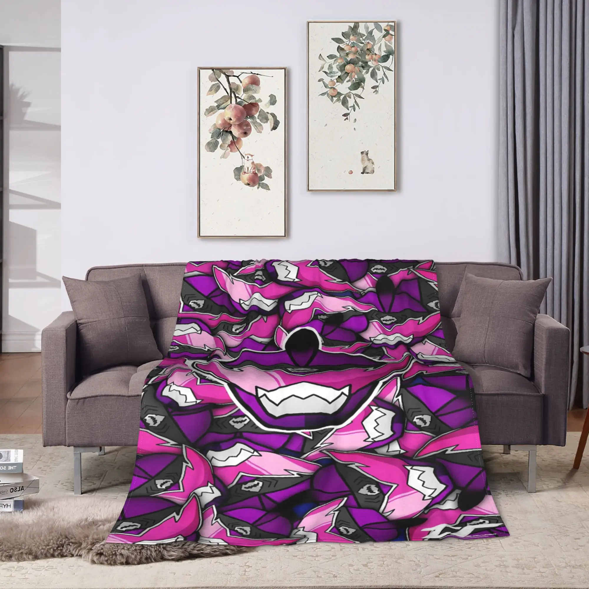 Dark Purple Helmet Kamen Rider Flannel Blanket  Warm Soft Throw Blanket for Bedroom Camping Fluffy Bedspread Sofa Bed Cover